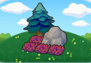 Pointy Tree-shaded Rocky Tall Grass habitat in Pokopia