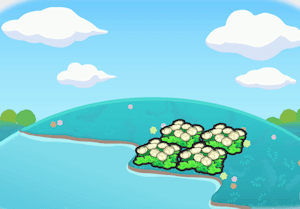 Hydrated Fluffy Flower Bed habitat in Pokopia